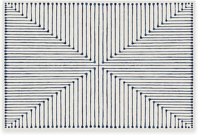 RUGGABLE x Jonathan Adler Machine Washable Modern Area Rug – Inkdrop Slate Blue 2x3, Stain-Resistant, Non-Slip – Small Rugs for Living Room, Bedroom, Hallway, Entryway & Bathroom–with Cushioned Pad
