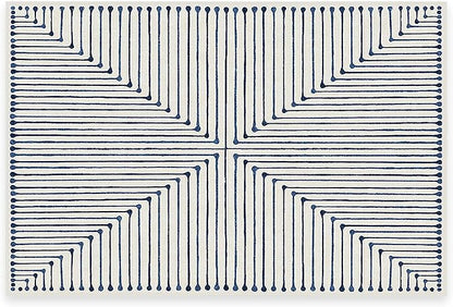 RUGGABLE x Jonathan Adler Machine Washable Modern Area Rug – Inkdrop Slate Blue 2x3, Stain-Resistant, Non-Slip – Small Rugs for Living Room, Bedroom, Hallway, Entryway & Bathroom–with Cushioned Pad