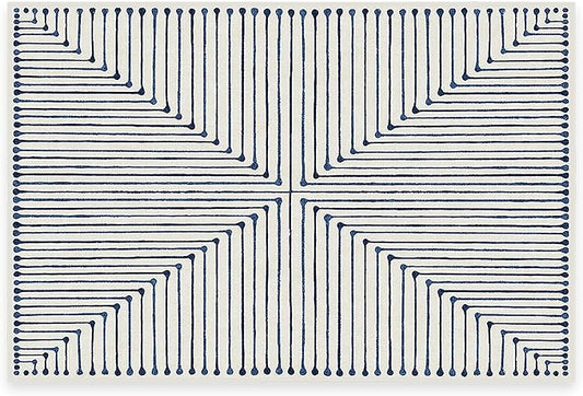 RUGGABLE x Jonathan Adler Machine Washable Modern Area Rug – Inkdrop Slate Blue 2x3, Stain-Resistant, Non-Slip – Small Rugs for Living Room, Bedroom, Hallway, Entryway & Bathroom–with Standard Pad