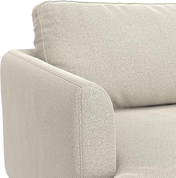 SIMPLIHOME Livingston 76-inch Wide Sofa in Cream White Woven-Blend Fabric, Handcrafted Loveseat Couch for Living Room or Family Room, Mid-Century Modern Style, Solid Wood Frame