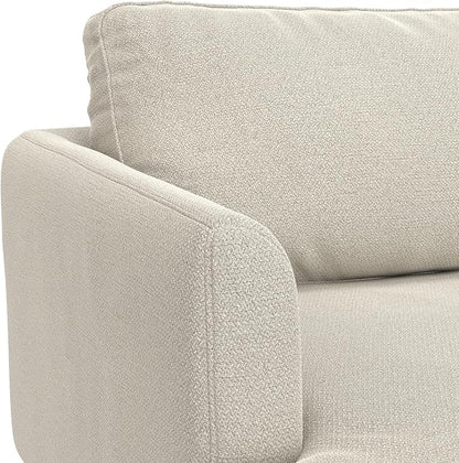 SIMPLIHOME Livingston 76-inch Wide Sofa in Cream White Woven-Blend Fabric, Handcrafted Loveseat Couch for Living Room or Family Room, Mid-Century Modern Style, Solid Wood Frame