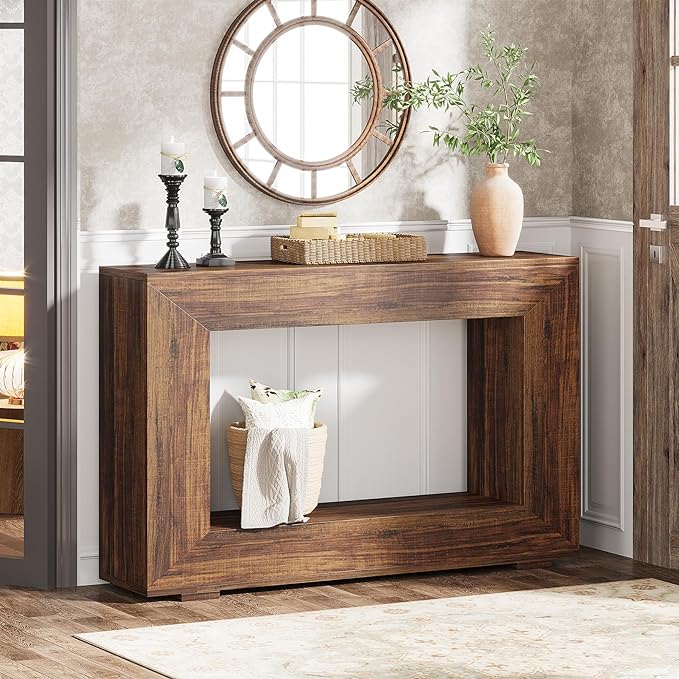 Tribesigns Farmhouse Console Table, 47 Inches Entryway Console Table with Storage, Industrial Hallway Accent Table for Living Room, Entrance