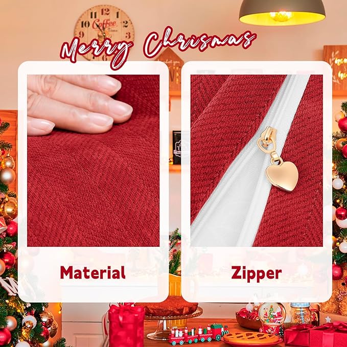 ZWJD Christmas Pillow Covers 12x20 Set of 2 Chenille Throw Red Cushion Covers with Elegant Design Soft and Luxurious Decorative Pillows for Couch, Bed, and Christmas Decor