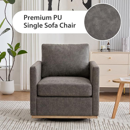 Chifee & Vingol 30.7" W Swivel Accent Chairs PU Leather Swivel Reading Chair for Living Room Mid Century Modern Chair,Gray