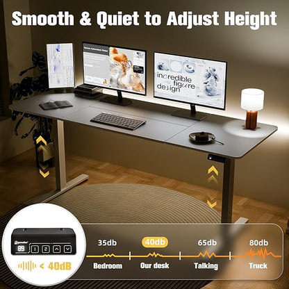 ERGOMAKER Electric Standing Desk, 67" x 23.6" Height Adjustable Sit Stand Desk with Splice Board for Home Office, Computer Table Memory Preset (White Frame, White Desktop)