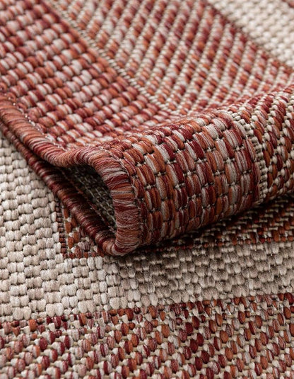Unique Loom Outdoor Border Collection Area Rug - Soft Border (7' 10" Round Rust Red/Ivory)
