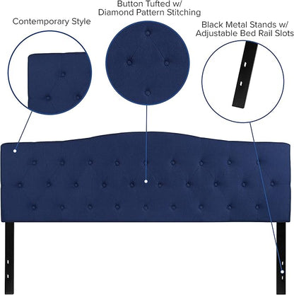 BizChair Tufted Upholstered King Size Headboard in Navy Fabric