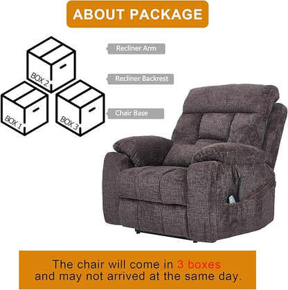 Power Lift Chair Lay Flat Recliner Infinite Position Electric Dual Motor Stand Up Lift Chair with Massage and Heat for Adults,Heavy Duty Recliners with 2 Remote Controls and Two Cup Holders
