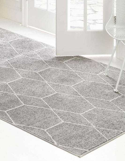 Unique Loom Trellis Frieze Collection Area Rug - Geometric (7' 1" x 10', Light Gray/ Ivory)