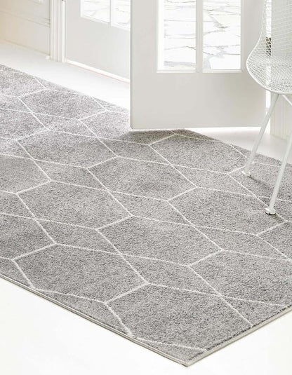 Unique Loom Trellis Frieze Collection Area Rug - Geometric (6' 1" x 9', Light Gray/ Ivory)