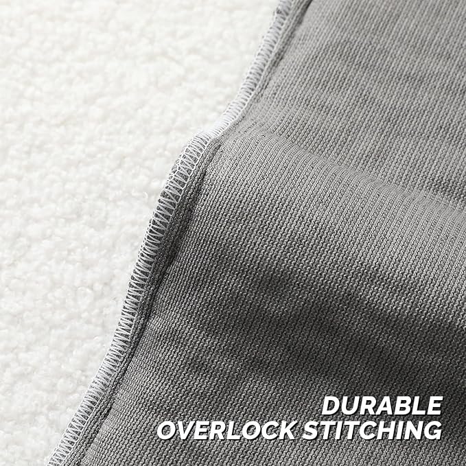 FUTEI Charcoal Throw Pillow Covers 24x24 Inch Set of 2,Furry Faux Fur Teddy Boucle Textured Cushion Covers,Soft Fluffy European Pillow Shams,Home Decor for Couch Bed Living Room Office Car