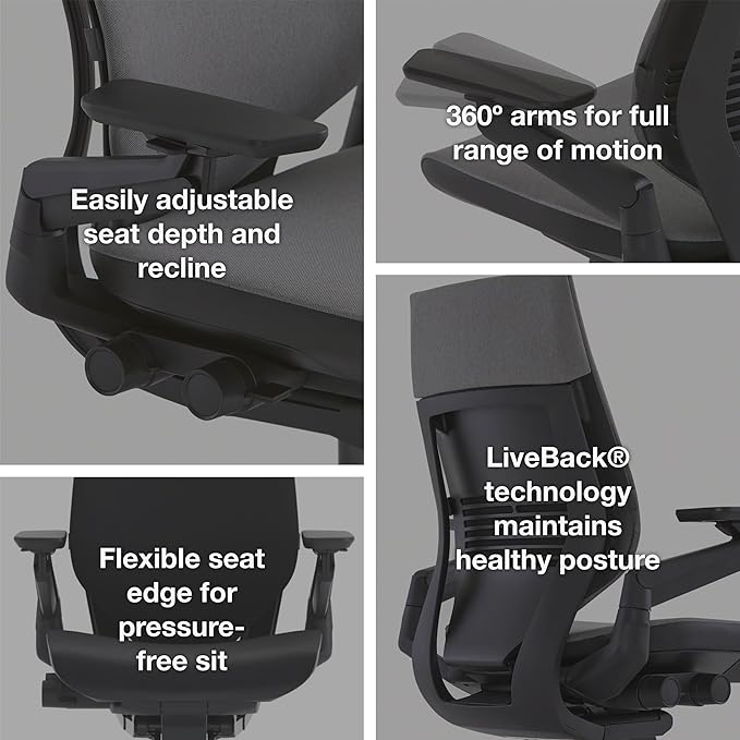 Steelcase Gesture Office Chair - Ergonomic Work Chair with Wheels for Carpet - Comfortable - Intuitive-to-Adjust for Desk - 360-Degree Arms - Coconut Yellow Fabric