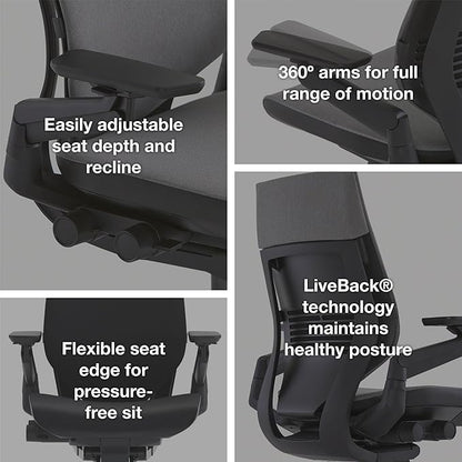 Steelcase Gesture Office Chair - Ergonomic Work Chair with Wheels for Carpet - Comfortable - Intuitive-to-Adjust for Desk - 360-Degree Arms - Coconut Yellow Fabric