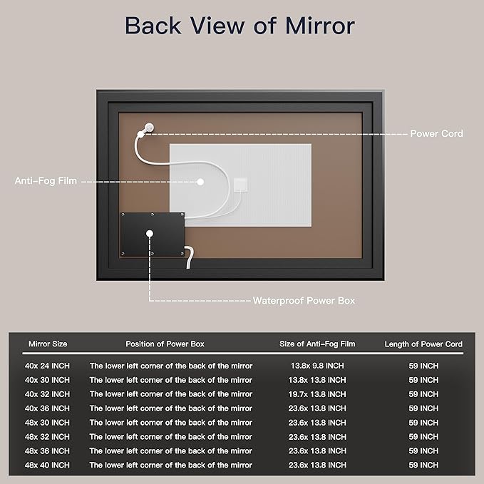 ISKM Framed LED Mirror for Bathroom 48"x30", Dimmable LED Bathroom Mirror with Lights, Anti-Fog, Front and Backlit Lighted Mirror 3-Colors, Shatterproof, Memory Function