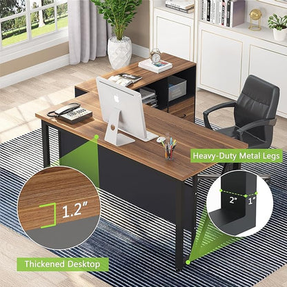 Tribesigns 55 inches Executive Desk and 43" lateral File Cabinet, L-Shaped Computer Desk Home Office Furniture with Drawers and Storage Shelves, Office Table with Cabinet