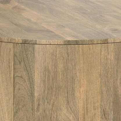 SIMPLIHOME Millbury Drum Coffee Table - 36 inch Wide Solid Mango Wood Round Living Room Table in Briarsmoke, Contemporary Cocktail Table for Family Room or Lounge with Large Surface, Assembled