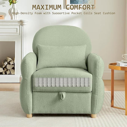 33.5" Accent Chair with Seat Storage Modern Reading Chair Accent Chairs for Living Room Armchair Bedroom,Apartment (Light Green, 33.5")