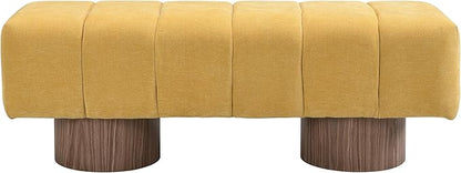 Christopher Knight Home Manila 50" Chenille Fabric Dining Bench for 2 People, Upholstery Ottoman Bench, End of Bed Footstool, Living Room Sofa Extra Seat/Footrest, No Assembly Needed, Mustard Yellow