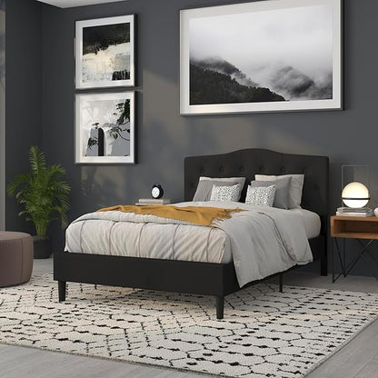 BizChair Tufted Upholstered Full Size Headboard in Black Fabric