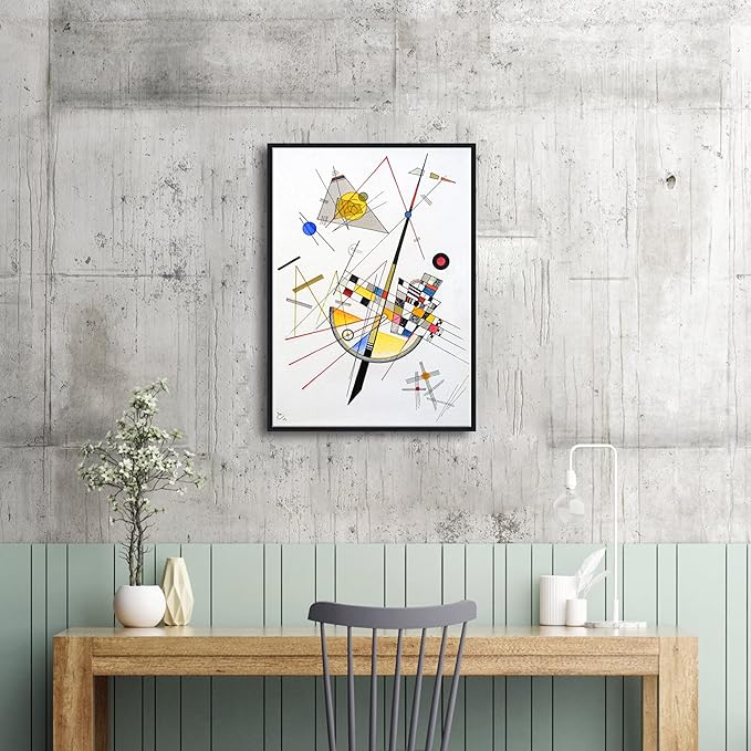 Wieco Art Framed Canvas Wall Art Delicate Tension #85, 1923 by Wassily Kandinsky Famous Classic Paintings Abstract Reproductions Canvas Wall Art for Home Office Decoration