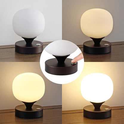 JONATHAN Y JYL7111B Eli 8" Modern Minimalist Iron Rechargeable Integrated LED Table Lamp Contemporary Bedside Desk Nightstand Lamp for Bedroom Living Room Office, Nickel/White