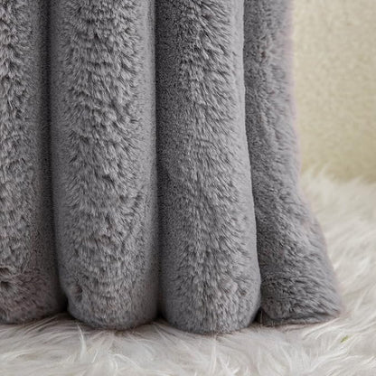 Neelvin Grey Faux Fur Cozy Soft Striped Decorative Throw Pillow Covers 24x24 inch Set of 2,Velvet Pillowcase Cushion Case for Sofa Couch