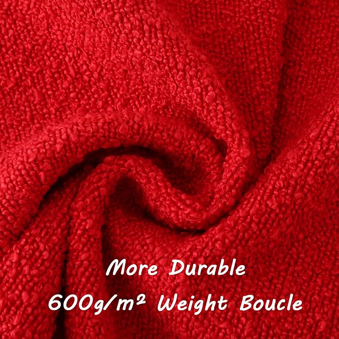 FUTEI Christmas Pack of 2 Red Decorative Throw Pillow Covers 26x26 Inch Soft Cozy Solid Boucle Textured Euro Pillow Shams,Modern Home Decor for Couch Bed Living Room