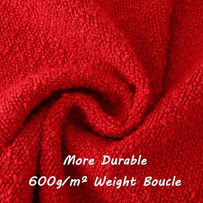 FUTEI Christmas Pack of 2 Red Decorative Throw Pillow Covers 26x26 Inch Soft Cozy Solid Boucle Textured Euro Pillow Shams,Modern Home Decor for Couch Bed Living Room