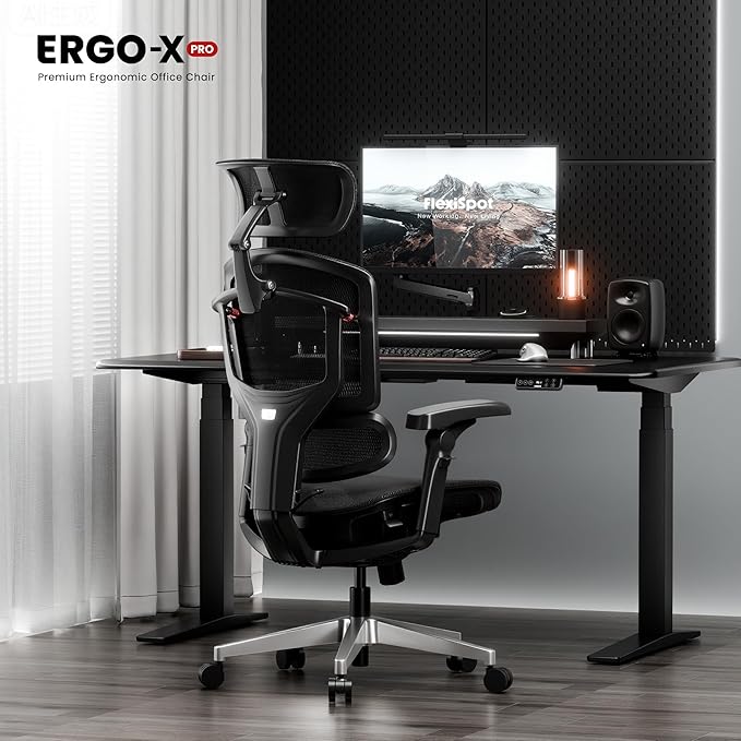 FLEXISPOT ErgoX-PRO Ergonomic Office Chair Black – AeroWeave 5.0 Mesh Seat, 5D Lumbar, 7D Armrests, 4D Headrest, 551LBS Capacity – Office, Gaming, Home