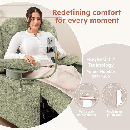 MAMAZING Triple Motor Power Swivel Rocker Recliner Chair with Adjustable Armrests for Adults, FSC Certified Faux Leather Rocking Chair Nursery for Breastfeeding, Green