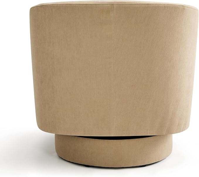 Swivel Barrel Accent Chair, Round Chenille Fabric Living Room Arm Chairs, Modern Upholstered Comfty Reading Nook Chairs for Bedroom, Small Club Armchair, Single Sofa Side Chair, Coffee