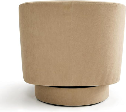 Swivel Barrel Accent Chair, Round Chenille Fabric Living Room Arm Chairs, Modern Upholstered Comfty Reading Nook Chairs for Bedroom, Small Club Armchair, Single Sofa Side Chair, Coffee