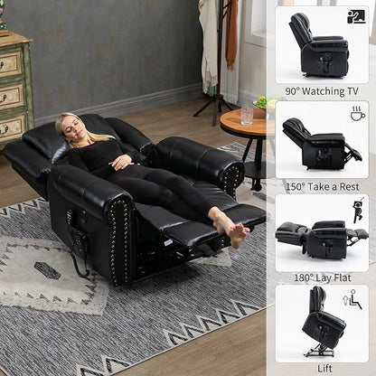 Recliner Chairs for Adults, Oversized Bedroom Chair with Massage, Sofa Chair Home Theater Seating with Lumbar Support, Lift Chair for Elderly, Nursery Chair for Living Room (Genuine Leather)
