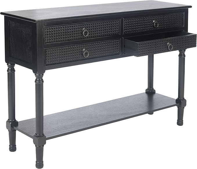 Safavieh Home Collection Haines Black 4-Drawer Bottom Shelf Console Table