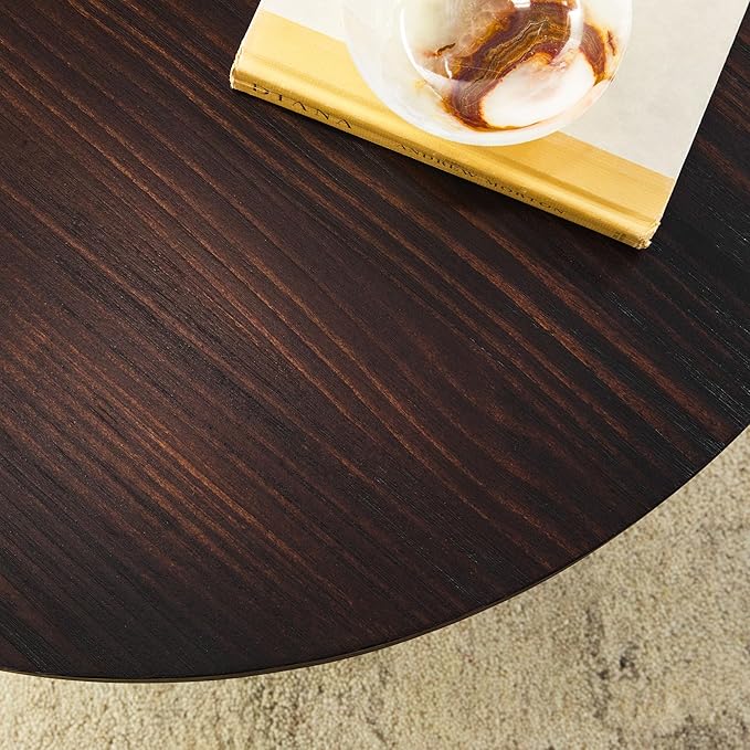 Walker Edison Colt Modern Farmhouse Solid Wood Round Coffee Table, 36 Inch, Espresso