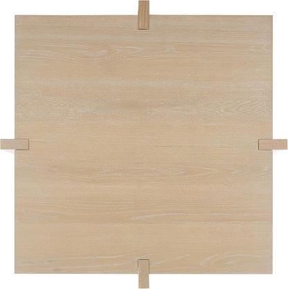 SAFAVIEH Couture Collection Quigley Natural Oak Brown 2-Tier Square Coffee Table, Ideal for Living Room, Office, Bedroom
