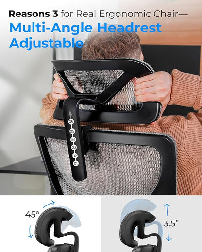 Ergonomic Office Chair - Big & Tall 6'6" Mesh Chair with Dynamic Lumbar Support, 4-in-1 Quick Adjust, 350lbs Capacity - BIFMA Certified Computer Chair for Home Office