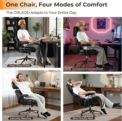 Ergonomic Office Chair Comfy with Lumbar Support, High Back Dark Brown PU Leather Rolling Executive Desk Chair for Home Office & Gaming, 360° Swivel, 300lbs (Black)