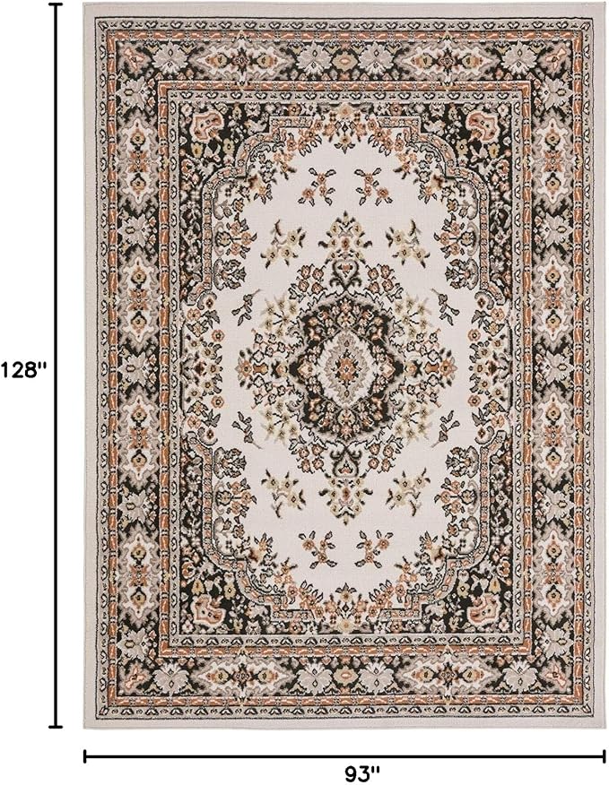 Home Dynamix Premium Sakarya Traditional Medallion Border Area Rug, Ivory/Brown, 7'9"x10'8" Rectangle