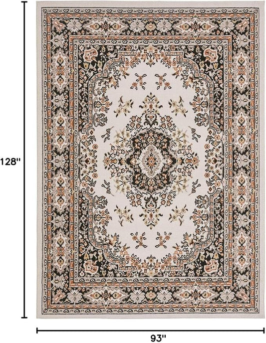 Home Dynamix Premium Sakarya Traditional Medallion Border Area Rug, Ivory/Brown, 7'9"x10'8" Rectangle