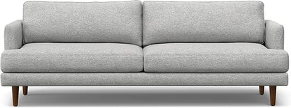 SIMPLIHOME Livingston 90-inch Wide Sofa in Mist Grey Woven-Blend Fabric, Handcrafted Mid-Century Modern Oversized 3-Seater Couch Sofa for Living Room or Family Room, Solid Wood Frame