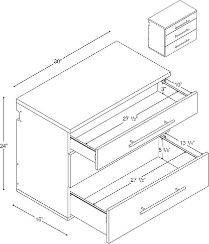 Prepac HangUps 30” Wide Wall Mount 3-Drawer Storage Cabinet, Ideal for Tool Storage, Organization for Garage, Kitchen, Laundry, Bathroom, Home Office and More, 30”W x 24”H x 16”D, White
