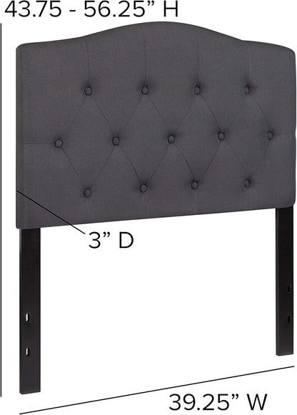 BizChair Tufted Upholstered Twin Size Headboard in Dark Gray Fabric