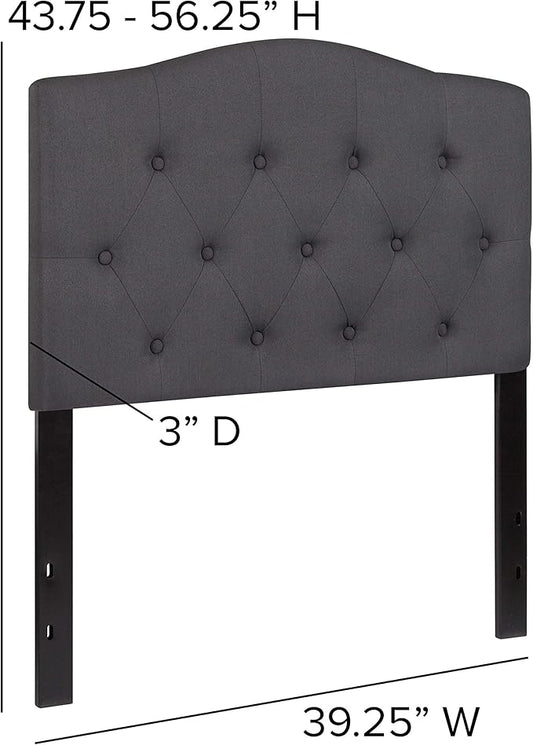 BizChair Tufted Upholstered Twin Size Headboard in Dark Gray Fabric