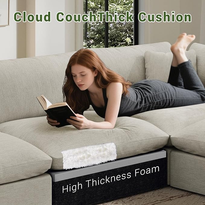 Cloud Modular Sectional Sofa,189.4" Down Filled Sofa 4 Seat with Chaise,Minimalist Sofa Cover Washable and Replaceable Couches for Living Room,Sectional Sofa Deep Seat