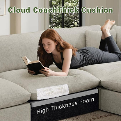 Modular Sectional Sofa,Extra Comfty Deep-Seat-Filled Couch,6 Seat U Shape Sofas with Movable Ottoman, Modern Couches for Living Room, Apartment, Office,Small Space