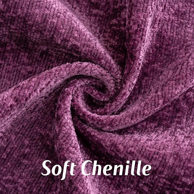 FUTEI Purple Chenille Throw Pillow Covers 18x18 Inch Set of 2,Soft Cozy Bound Edge Design Cushion Case,Home Decor for Couch Bed Living Room