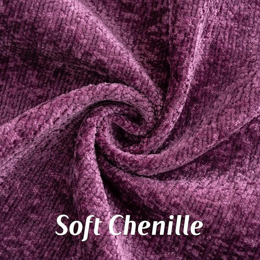 FUTEI Purple Chenille Throw Pillow Covers 18x18 Inch Set of 2,Soft Cozy Bound Edge Design Cushion Case,Home Decor for Couch Bed Living Room
