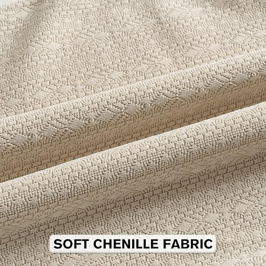 FUTEI Beige Chenille Throw Pillow Covers 22x22 Inch Set of 2,Soft Striped & Diamond Textured Cushion Cases,Modern Home Decor for Couch Living Room