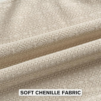 FUTEI Beige Chenille Throw Pillow Covers 24x24 Inch Set of 2,Soft Striped & Diamond Textured European Cushion Cases,Modern Home Decor for Couch Living Room